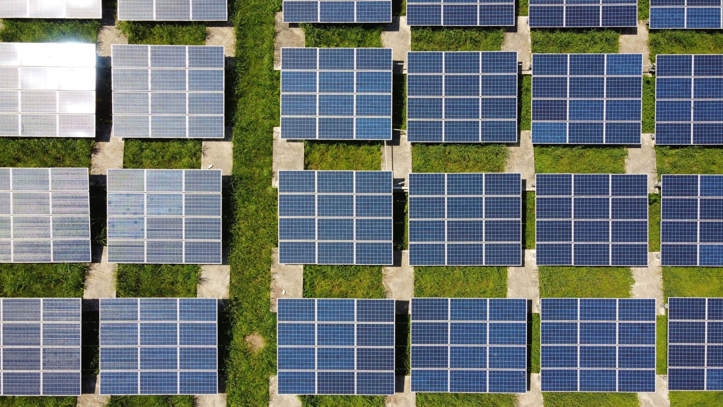 Aerial view of solar panels